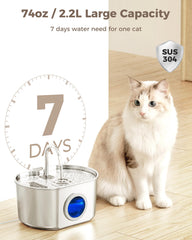 Neareal cat water fountain stainless steel surface resists corrosion and easy cleaning