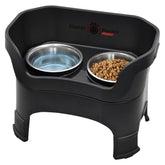 Neater Feeder Deluxe mess-proof bowls show organized spill containment for clean floors.
