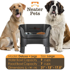 Neater Feeder stainless bowls emphasize durable, dishwasher-safe feeding.