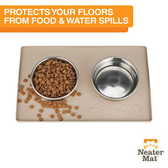 Neater Mat Cappuccino two-bowls setup for mess-free meals.