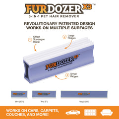 FurDozer textured pads close-up lifting embedded hair without damaging textiles