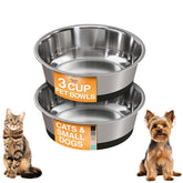 Neater Pet Brands stainless-steel dog bowls with non-slip base prevent spills during meals.