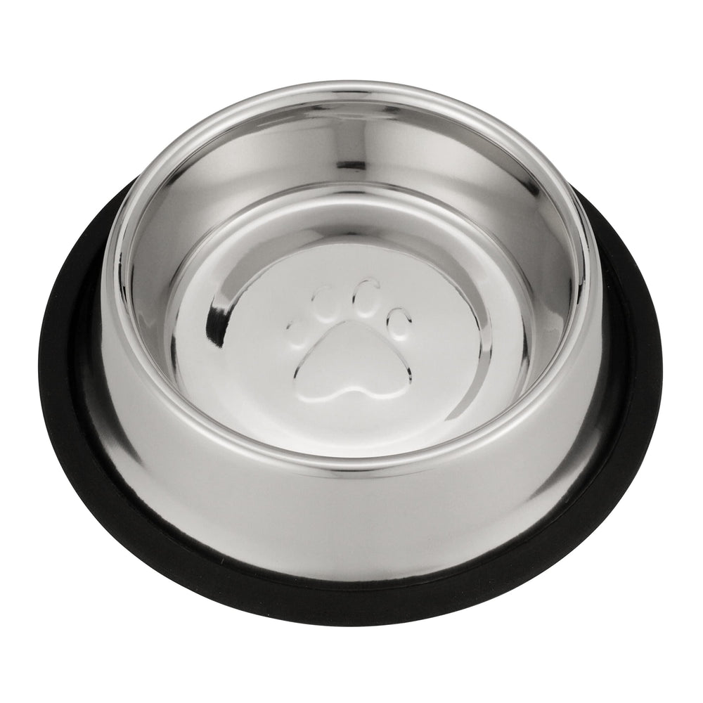 Neater Pet Brands stainless steel no-skid base bowl prevents spills during meals.