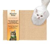 Neater Pets jute litter trapping mat in front of litter box catching kicked litter