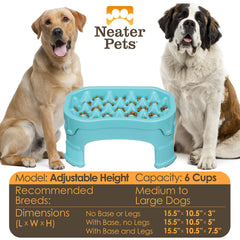 Neater Pet Brands raised slow feeder aquamarine side view highlighting elevation