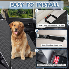 NECKORY backseat cover shows anti slip anchors preventing movement during driving