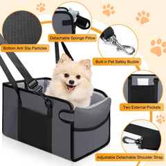 NECKORY booster seat shows built-in safety leash attached to collar