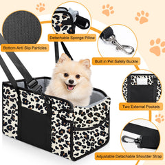 NECKORY portable dog car seat adjustable-straps view highlights secure fit across consoles and vehicles