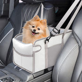 NECKORY portable dog car seat small beige — compact booster seat for safer trips.