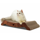 Necoichi cardboard scratcher bed 22-inch curved lounge for indoor cats enhances comfort during scratching sessions.