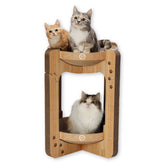 Necoichi Cat Scratcher Tower side view shows multi-level lounging for two cats