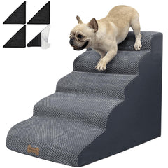Necrely 5-Step Dog Stairs top-view with soft non-slip top for safe climbing.