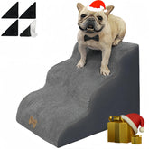 Necrely dog stairs 3-step top view showing stable, non-slip access to high beds.