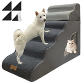 Necrely dog stairs 6-step front view for safe bed access