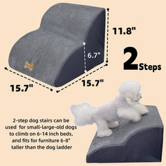 Necrely dog stairs grey 2-step helps small dogs reach sofas