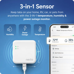 NECTO Necto RV Pet Monitor app dashboard displaying real time alerts and thresholds