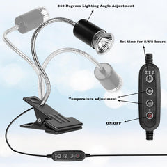 Neeenn Hermit Crab Heat Lamp 360-degree rotatable hose directs heat precisely.