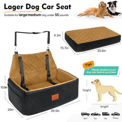 NEEZUKAR dog car seat cushion detail captures 4.3-inch thick foam for better visibility and comfort