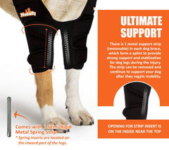 NeoAlly dog elbow brace metal inserts close-up shows removable support.
