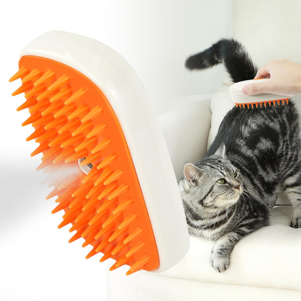 Nepfaivy Cat Steam Brush demonstrates grooming and hair removal for a sleek coat