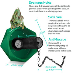 NEPTONION vertical mesh insect-climb area attracts chameleons during feeding.