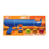 Nerf Dog Tennis Ball Blaster launch action demonstrates long-distance fetch.