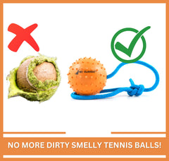 The Nero Ball Classic teeth-safety comparison highlights milder wear versus tennis balls.