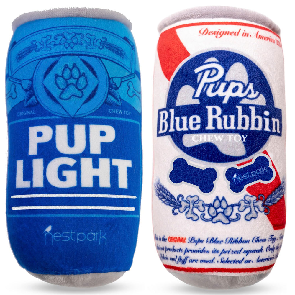 Nestpark Pup Light and Pups Blue Rubbin plush squeaky toy pack for interactive play