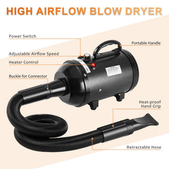 NESTROAD dog dryer hose extended to eight feet for unrestricted movements
