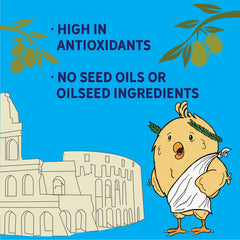 New Country Organics olive oil layer feed-label-omega-3 draws attention to natural fats for better nutrition.