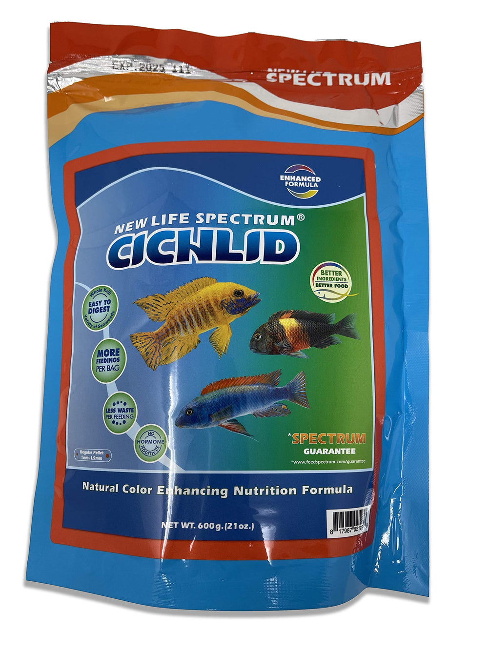 New Life Spectrum Naturox cichlid pellets support all life stages and color development