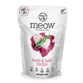 New Zealand Natural Pet Food Co Meow Freeze Dried Cat Food Lamb Hoki Recipe bowl shows complete-meal versatility