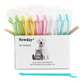 Newday 50-pack dual-ended toothbrush box packaging aids bulk pet care.