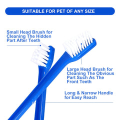 Newday dual-ended toothbrush with angled heads for deep cleaning of dogs and cats.