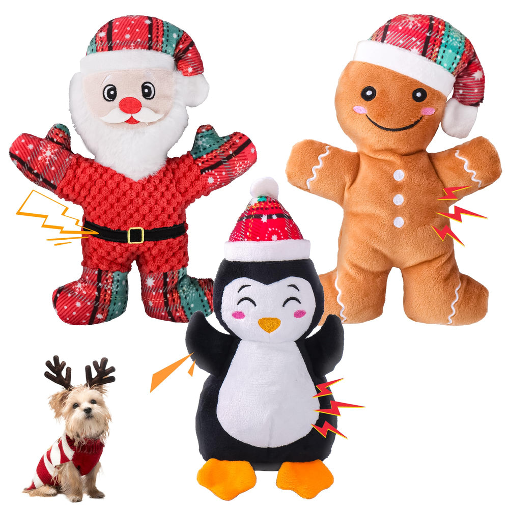 Newget Santa plush squeaky toy for festive interactive play.