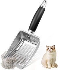 NewGF stainless steel cat litter scoop with ergonomic handle for comfortable scooping and control.