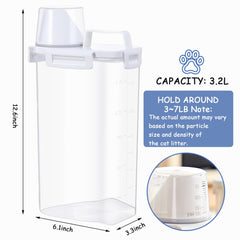 Newivi cat litter bin with nozzle spout for controlled pouring and reduced spills.