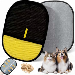 Newly Cats and Dogs electrostatic hair remover glove glides on fabric to lift pet hair.