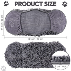 Newwiee dog drying towel 32x14 gray hand-pocket close-up for secure grip.