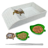 NGORAY tortoise feeding dish with ramp and basking platform enables easy entry and basking.