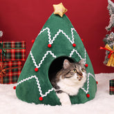 NIBESSER cat bed Christmas tree design provides cozy privacy for felines.