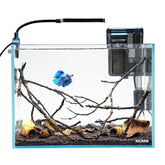 NICREW 2.5-gallon nano aquarium front view for compact desk space with clear visibility.