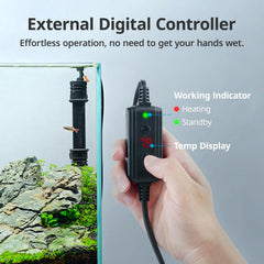 NICREW 50W heater dual sensors provide accurate water temperature monitoring.