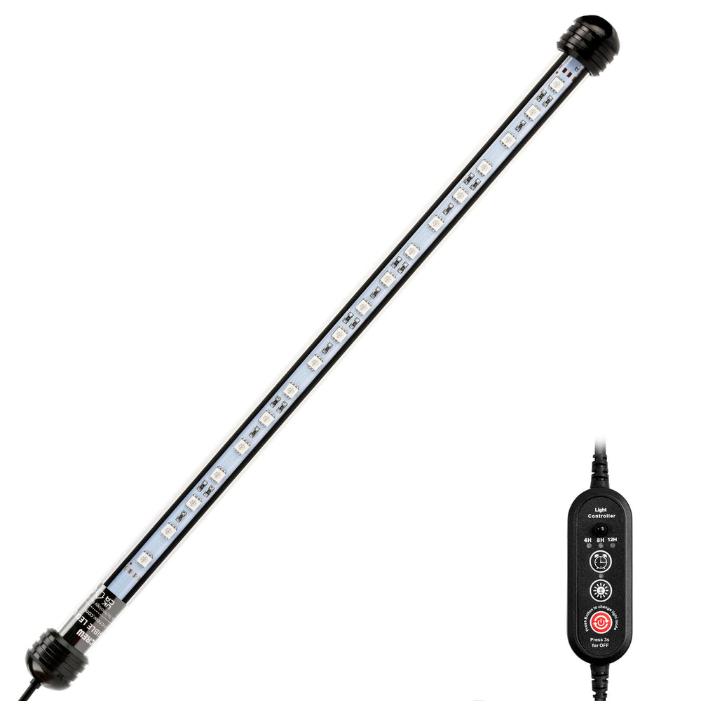 NICREW LED aquarium light 15in submersible inside tank boosts viewing with underwater glow.