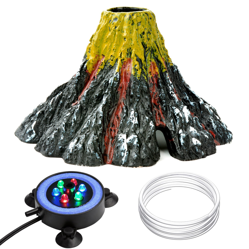 NICREW Volcano Ornament Bubbler in aquarium adds lively bubbles and gentle water circulation.