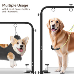 Niffgaff grooming arm extended to 42-inch height for versatile reach.
