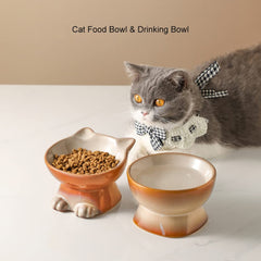 Nihow elevated cat bowl microwave-safe label emphasizes reheating convenience.