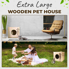 NIKOS PETS wooden hideout in indoor-outdoor use highlights versatile shelter for all small pets.