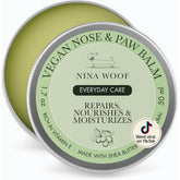 Nina Woof paw & nose balm jar closeup showing hydrating, all-natural care for dry noses