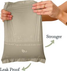 Nina Woof dog waste bags easy-open edge for quick, clean use.